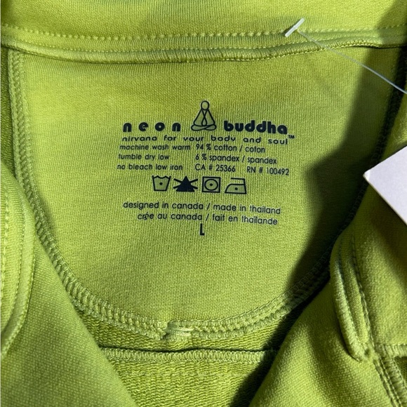 Neon Buddha Lg Jersey Cotton Blend Stretch Artsy BOHO Lg Buttons Raw Edges Large - Picture 3 of 4